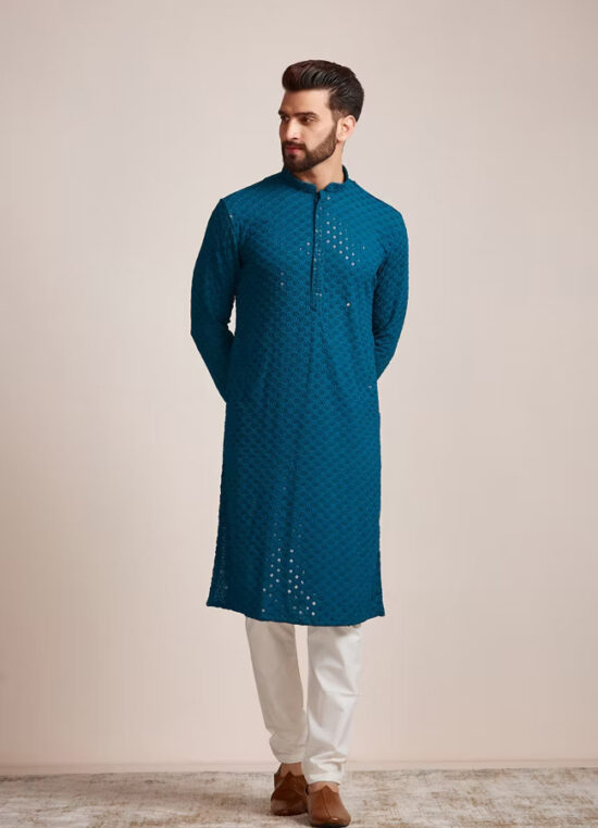 Quartz Pink Floral Chikankari Embroidered Kurta Set - Image 5