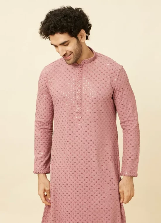Quartz Pink Floral Chikankari Embroidered Kurta Set - Image 4