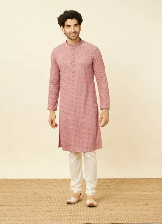 Quartz Pink Floral Chikankari Embroidered Kurta Set - Image 3