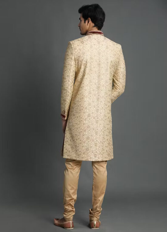 Aristocratic Fawn  Sherwani Suit - Image 3